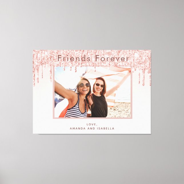 Foto Best Friends Forever Rosa Rosa Glitzer Leinwanddruck (Vorderseite)
