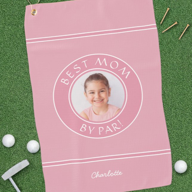 Foto Beste Mama Par Elegante Sportarten Golfer Ros Golfhandtuch (Photo Best Mom By Par Elegant Sports Golfer Pink Golf Towel)