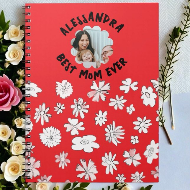 Foto Beste Mutter aller Zeiten in Monogramm Blumen Notizblock (Von Creator hochgeladen)