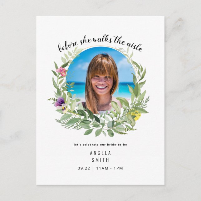 Foto bestechen, bevor sie Brautparty geht Postkarte (Vorderseite)