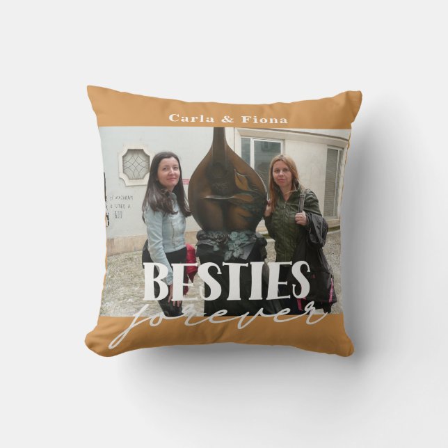 Foto Besties Best Friends Throw Kissen (Vorderseite)