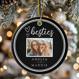 Foto-Besties Modern Minimal Schwarz-Weiß Keramik Ornament