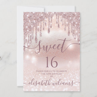 Foto bezaubernde Rose Goldglatter Tropfen ombre Einladung