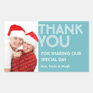 Foto Big Blue Vielen Dank aus der Stadt Hochzeitsl Rechteckiger Aufkleber