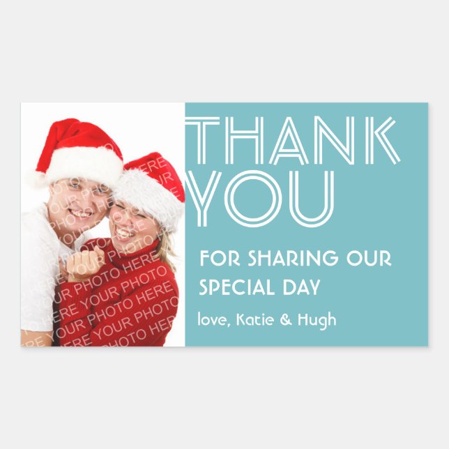 Foto Big Blue Vielen Dank aus der Stadt Hochzeitsl Rechteckiger Aufkleber (Vorderseite)