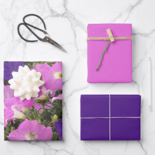 Foto Bild der Morgenglorie Rosa und violette Blume Geschenkpapier Set