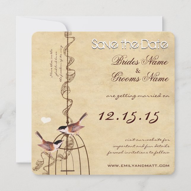 Foto BirdCage Parchment Wedding Save the Date (Vorderseite)
