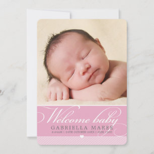 FOTO BIRTH ANNOUNCEMENT Baby-Lieblingsskript pink Ankündigung