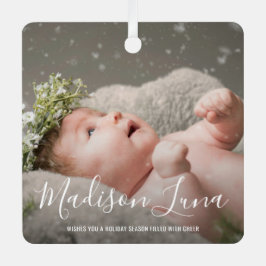 Foto Birth Announcement Babys Erste Weihnachten Ornament Aus Metall