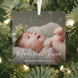 Foto Birth Announcement Babys Erste Weihnachten Ornament Aus Metall