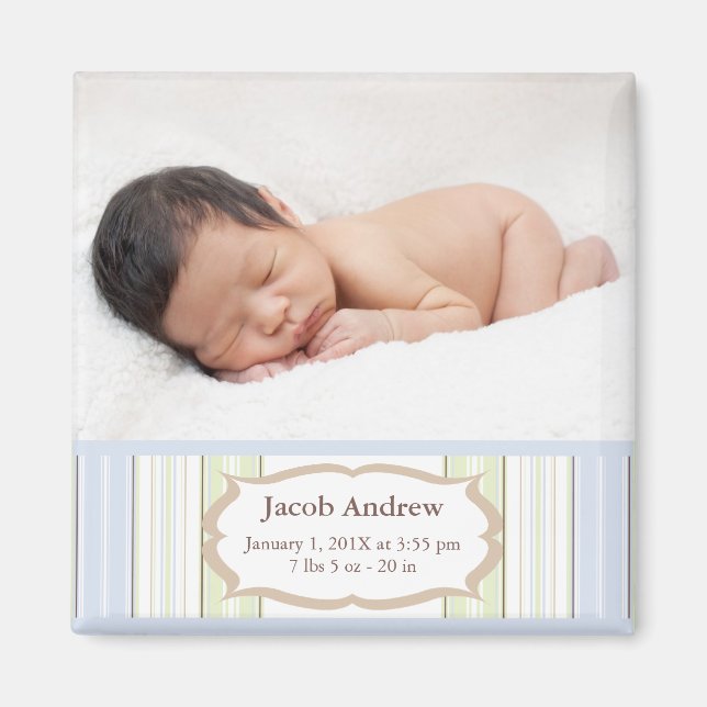 Foto Birth Announcement Magnete - Baby Boy (Vorne)