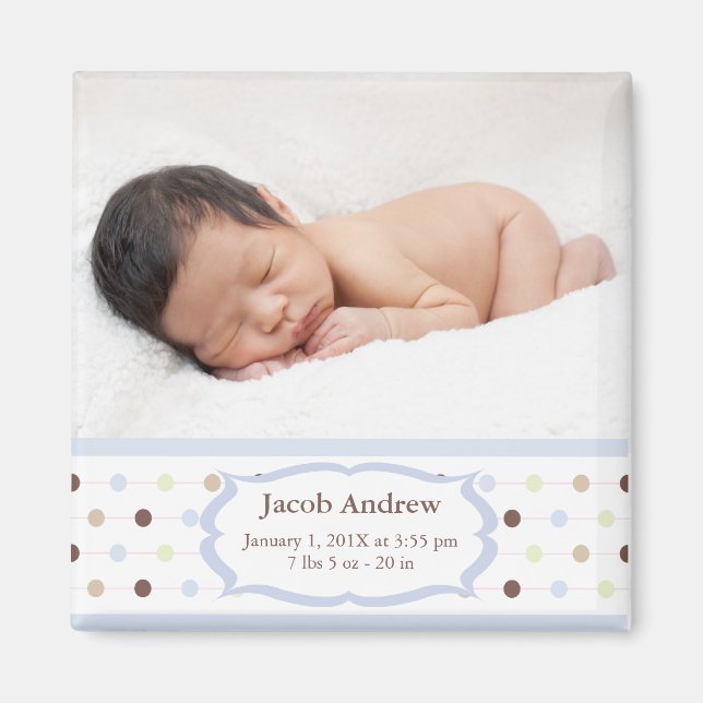 Foto Birth Announcement Magnete - Baby Boy (Vorne)