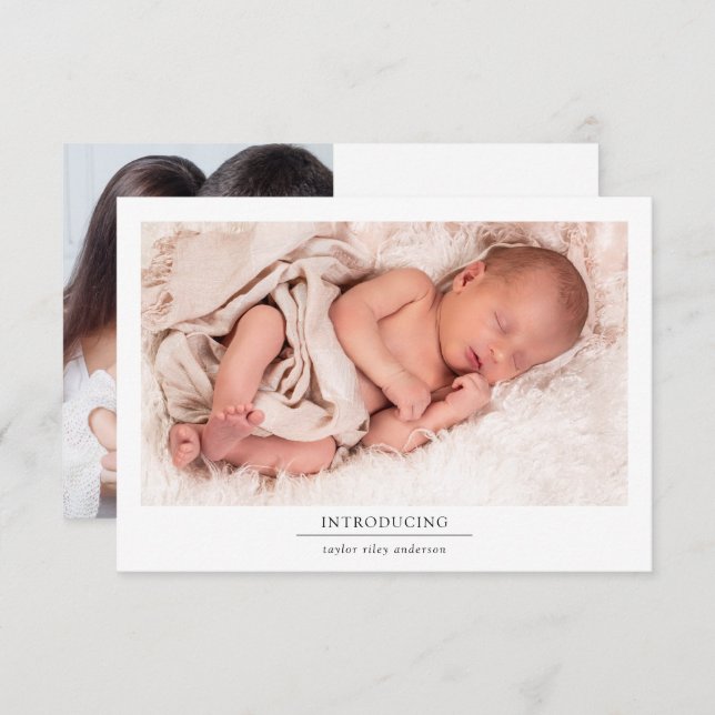 Foto Birth Stats New Baby Dankeskarte (Vorne/Hinten)