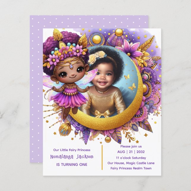 Foto Birthday Little Black Fairy Afrikanische Lila (Vorne/Hinten)