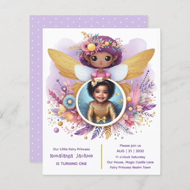 Foto Birthday Little Black Fairy Afrikanische Lila (Vorne/Hinten)