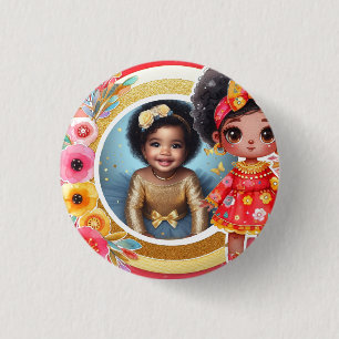 Foto Birthday Little Black Fairy Red Gold Button