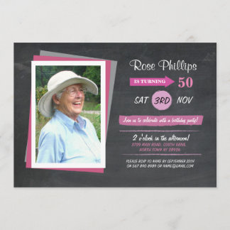 Foto Birthday Pink Chalk Frauen einladen Einladung