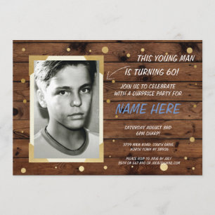 Foto Birthday Vintage Holzart Einladung 40. 60.