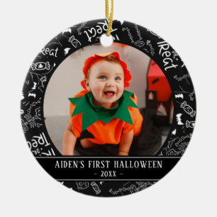 Foto Black and White Baby's erstes Halloween Keramik Ornament