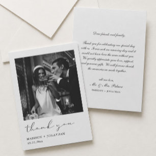 Foto Black and White Wedding Dankeschön Karte