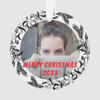 Foto Black Frohe Weihnachten Custom Ornament