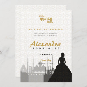 Foto "Black & Gold Arabian Quinceñera" Einladung