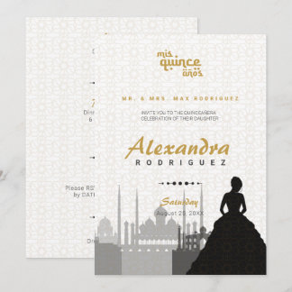 Foto "Black & Gold Arabian Quinceñera" Einladung