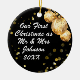 Foto Black Gold Erster Weihnachtsmann Mrs. Keramik Ornament