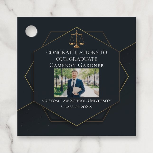 Foto Black Gold Graduation Party der Chic Law Scho Geschenkanhänger (Vorderseite)