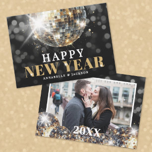 Foto Black Gold Happy Neues Jahr Feiertagskarte