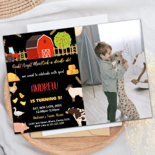 Foto Black Red Green Farm Tiere Geburtstag Einladung