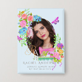 Foto Blau des Nassblattmonogramms Button