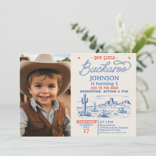 Foto Blaue Cowboy Little Buckaroo Geburtstag Einladung