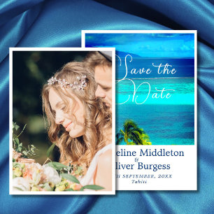 Foto Blaue Tropische Ozean Ziel Hochzeit Save The Date