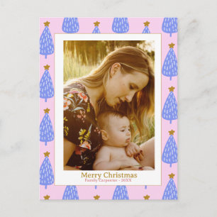 Foto blaue Weihnachtsbaum rosa modern süß Postkarte