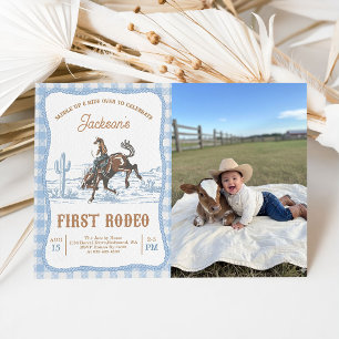 Foto Blaue Western-Cowboy-Erstes Rodeo-Einladung  Einladung