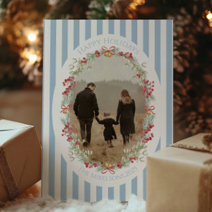 Foto Blaugestreifter Beerenkranz Weihnachten