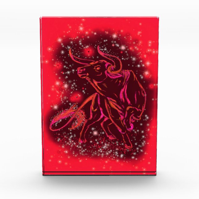 Foto Blockbull läuft in der roten Sternennacht (Vorderseite)