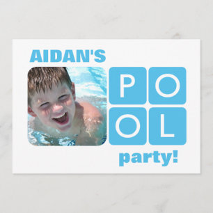 Foto "Blue and White Summer Pool Party" Einladung