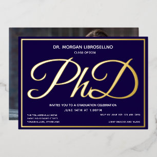Foto Blue Gold PhD Abschluss Folieneinladung