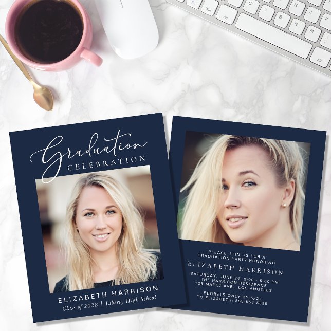 Foto Blue Graduation Party Einladung (Von Creator hochgeladen)