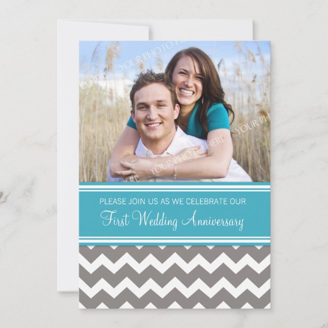 Foto Blue Gray Einladung zum 1. Jubiläum (Vorderseite)