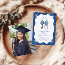 Foto Blue Toile Bow Nurse School Grad