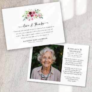 Foto Blumen Schrift Trauerfeier Dankeskarte