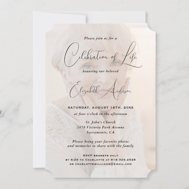 Foto Blumenbeerdigung Feier des Lebens Einladung (Vorderseite)