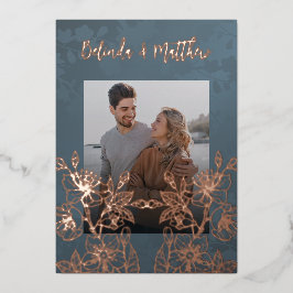 Foto Blumenstrauch Art Rose Goldene Hochzeit Folieneinladung