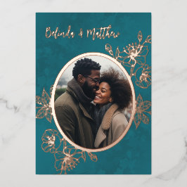 Foto Blumenstrauch Art Rose Goldene Hochzeit Folieneinladung