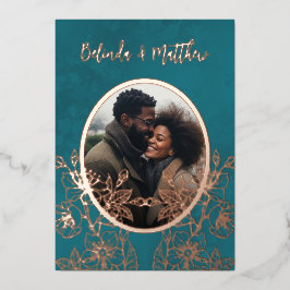 Foto Blumenstrauch Art Rose Goldene Hochzeit Folieneinladung