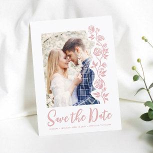 Foto Blush Hand Dragezeichnete Rose Romantische Ei Save The Date