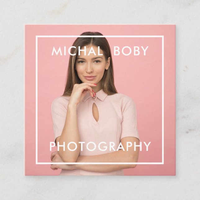 Foto Blush Pink Feminine Trendy Fotograf Quadratische Visitenkarte (Vorderseite)